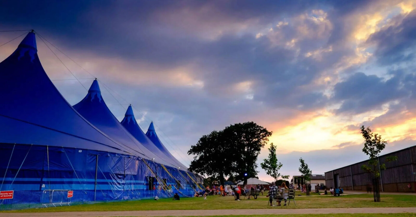showground with blue tents